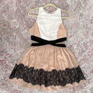 Willa Cut-Out Cocktail Dress with Lace Trim
